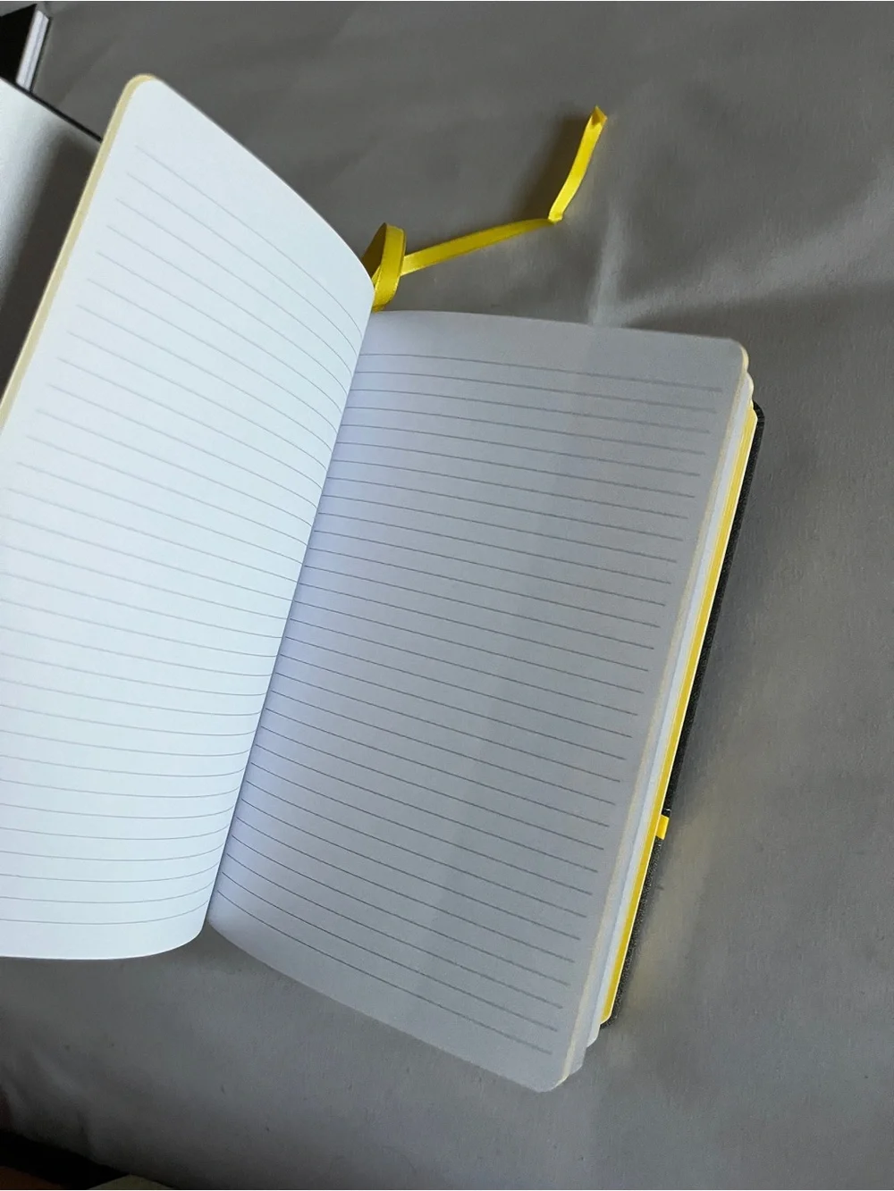 EY Black & Gray Hardcover Lined Journal Pocket Notebook Yellow Accent Elastic St